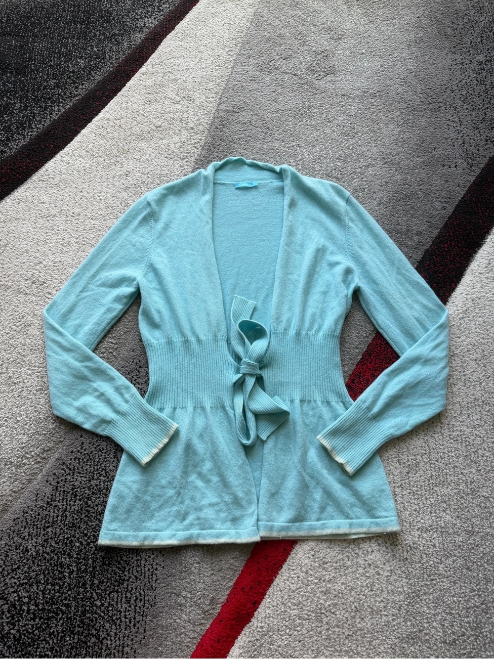 J. McLaughlin Light Blue Cashmere Tie-Front Cardigan